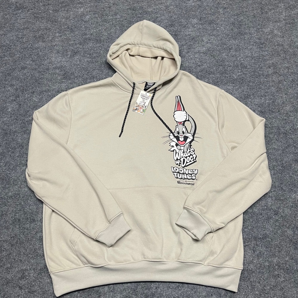 Southpole x Looney Tunes Hoodie‎ Mens Bugs Bunny 3XL Oyster Beige What's Up Doc